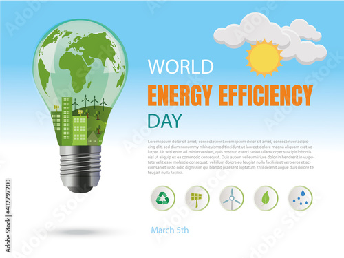 Energy efficiency rating.Vector illustration of energy efficiency rating of insulated home in the background. Improvement of energetic house. 