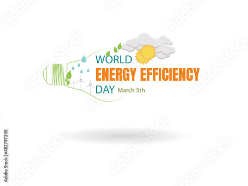 Vector world energy efficiency day.light bulb with green plant icon.