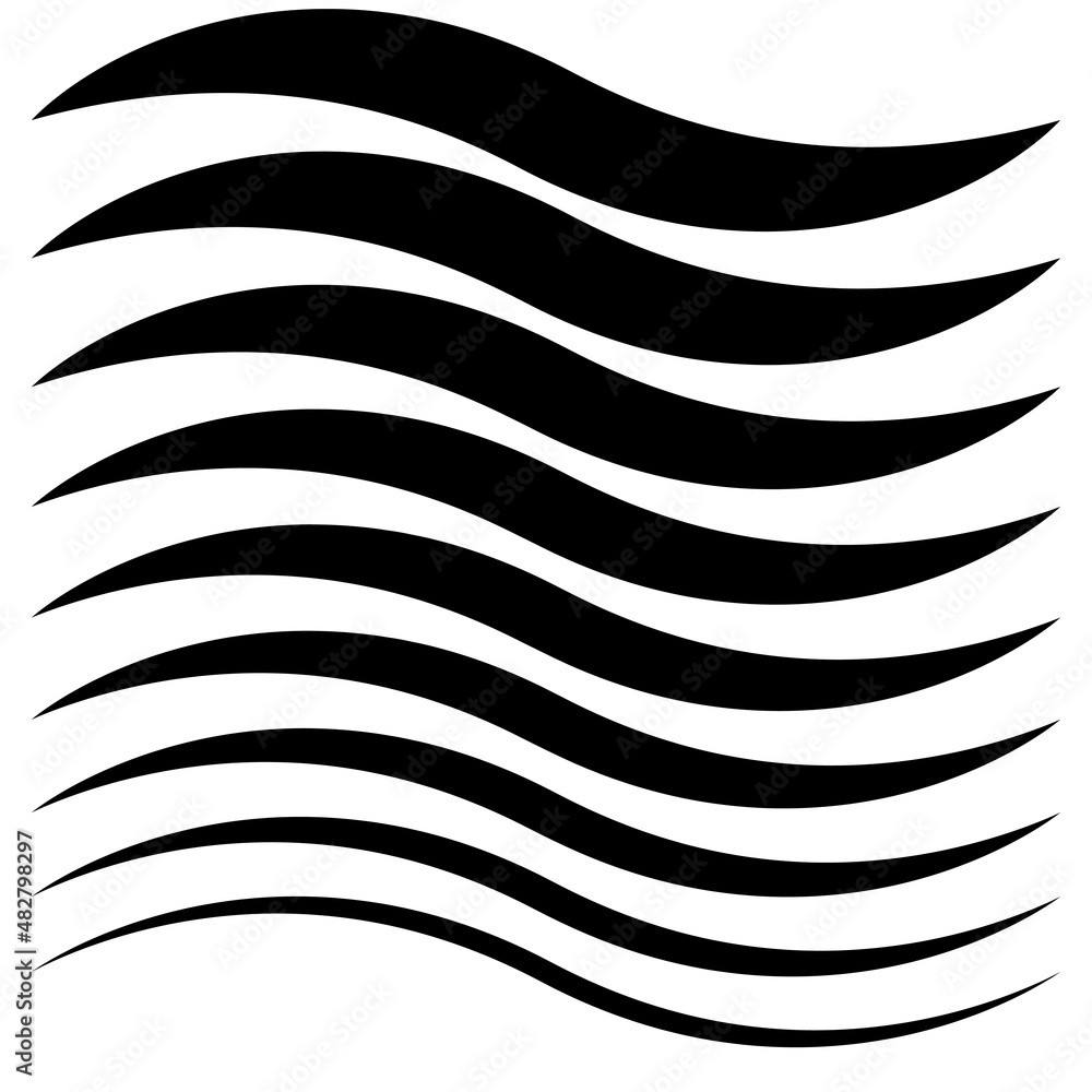 Obraz na plátně Set graceful curved line stroke, smooth curved stripe calligraphic curl