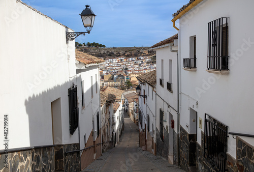 typical Spain Andalusian street in white village
