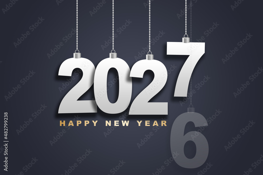 2027 Happy New Year in golden design, Holiday greeting card design 2027 Happy New Year in golden design, Holiday greeting card design