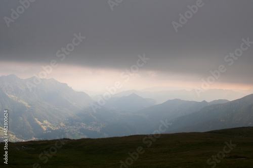 Cloudy Mountain Landscape at the Sunset