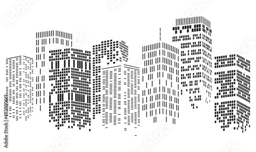 Fototapeta Naklejka Na Ścianę i Meble -  Abstract City Scene buildings, illustration vector