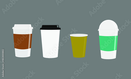 Plastic Cup set illustration Vector.Mockup cup