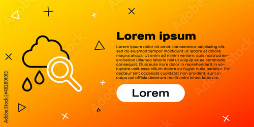 Line Cloud with rain icon isolated on yellow background. Rain cloud precipitation with rain drops. Colorful outline concept. Vector