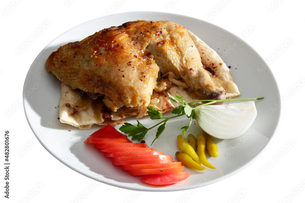 fried chicken plate on a white background fried chicken plate on a white background