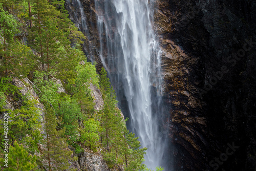 Muldalsfoss waterfall is one of Norway biggest with almost 200 meter straight fall.