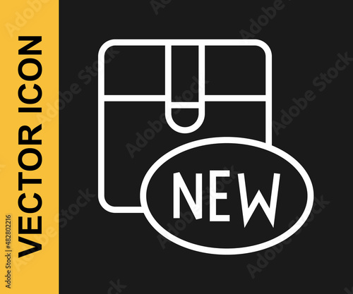 White line New collection icon isolated on black background. Vector