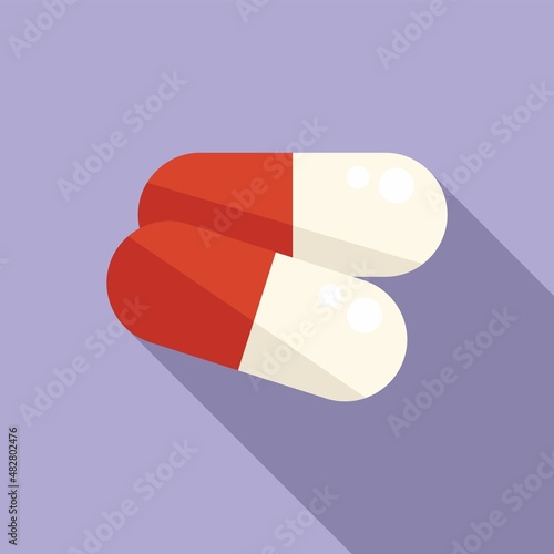 Sport capsule icon flat vector. Diet nutrition