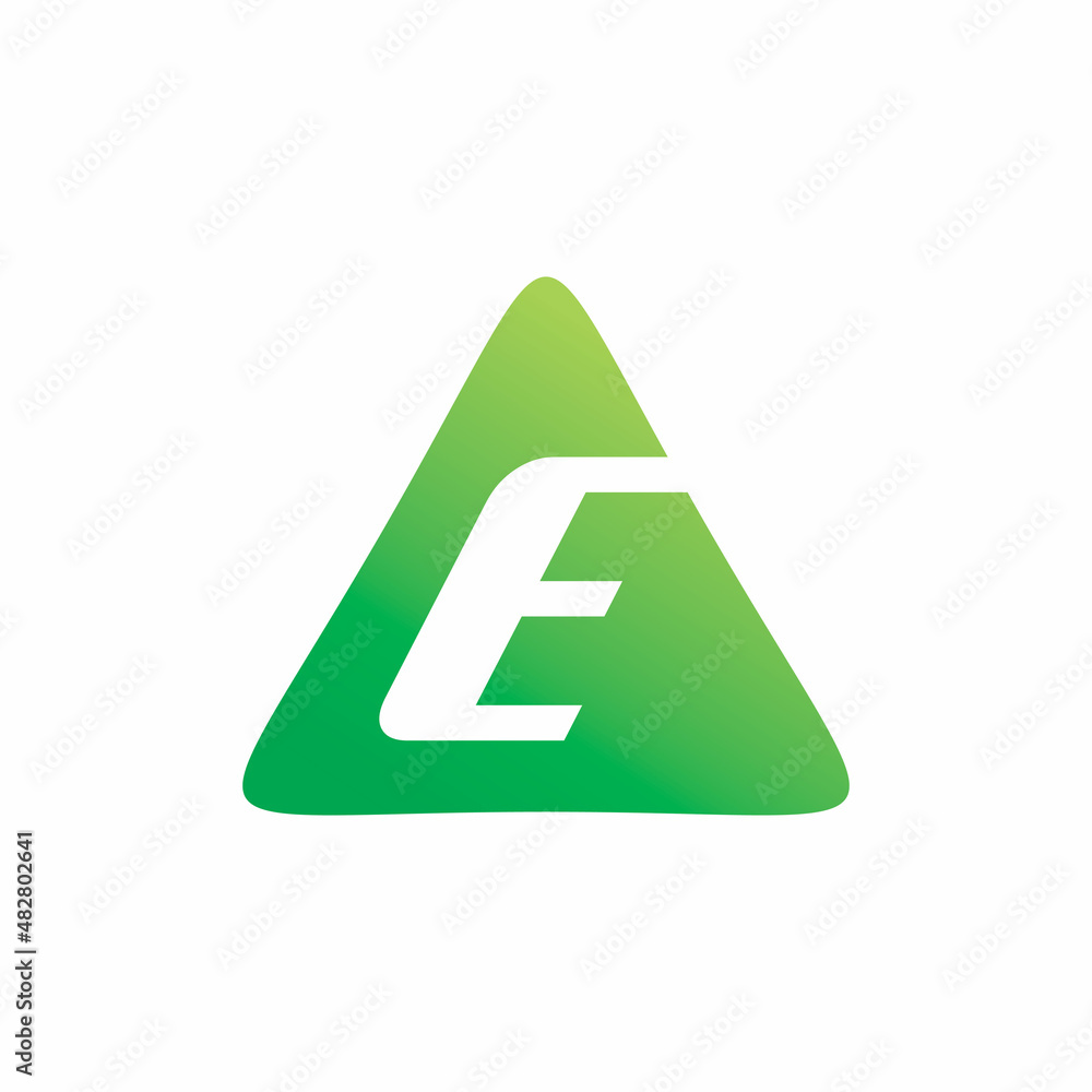 initial e letter triangle green color shape logo design initial e letter triangle green color shape logo design