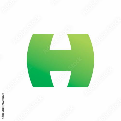 green nature initial h letter logo design