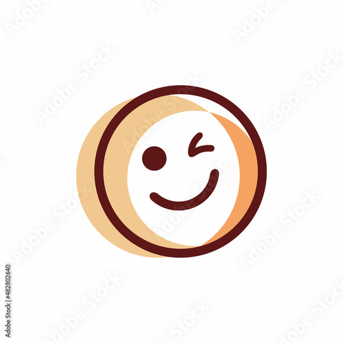 smiling wink emoticon logo design