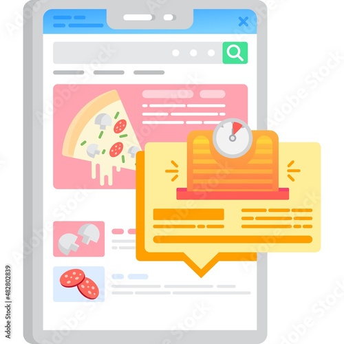 Calorie count mobile app flat vector icon