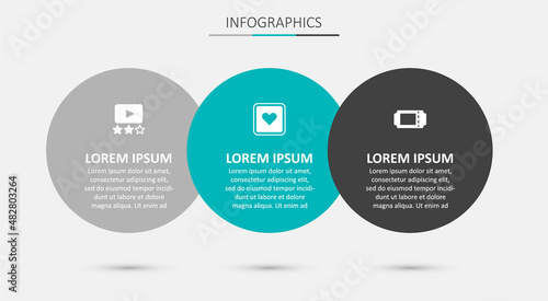 Set Like heart, Rating movie and Cinema ticket. Business infographic template. Vector