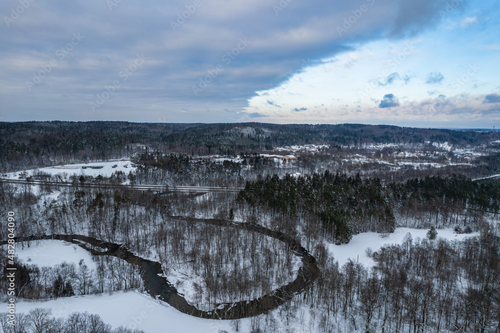 Aerial winter day view of Pavilnys regional park, Vilnius, Lithuania Aerial winter day view of Pavilnys regional park, Vilnius, Lithuania