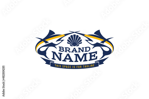 blue marlin fish logo for fisherman seafood and fishing industry