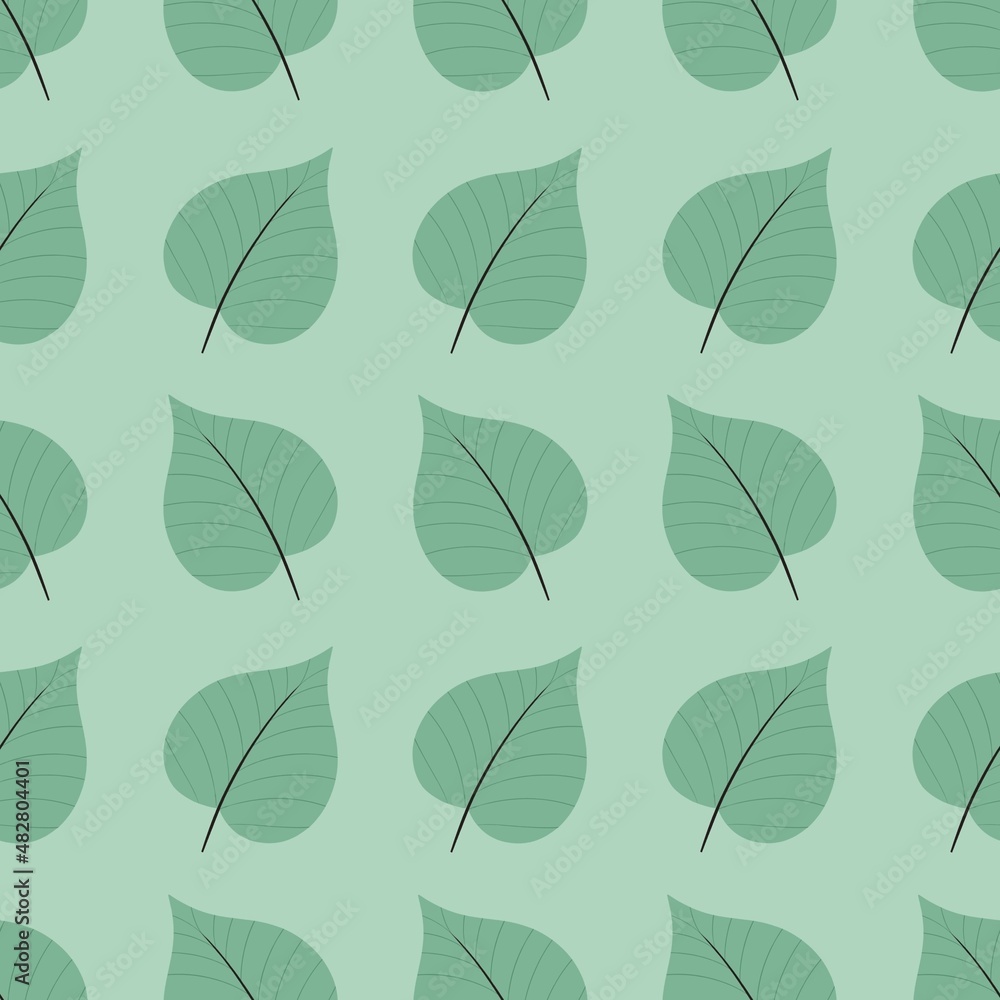 simple cute floral pattern - beautiful leaves of a plant on a green background