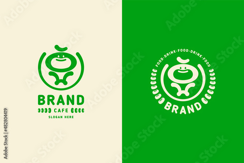 peanut logo for cafe with bubble tea as main dish