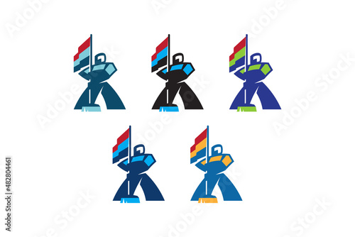 simple knight logo for cleaning service company