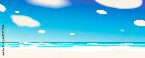 Beautiful tropical seascape. Summer time backgrounds. Vector illustration