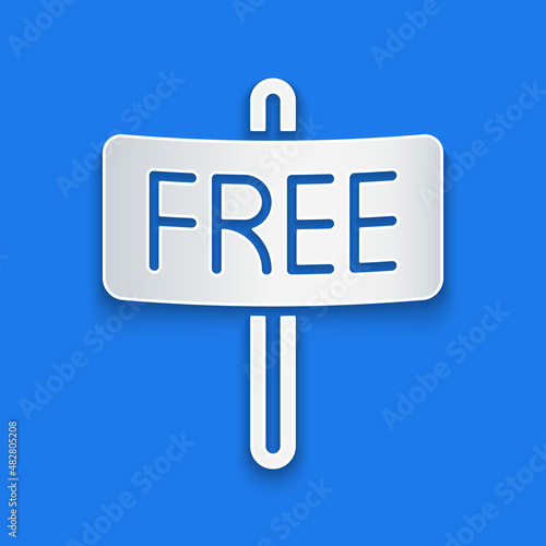 Paper cut Free icon isolated on blue background. Paper art style. Vector