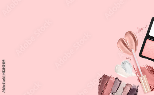 Cosmetic pink color theme ,valentine concept 