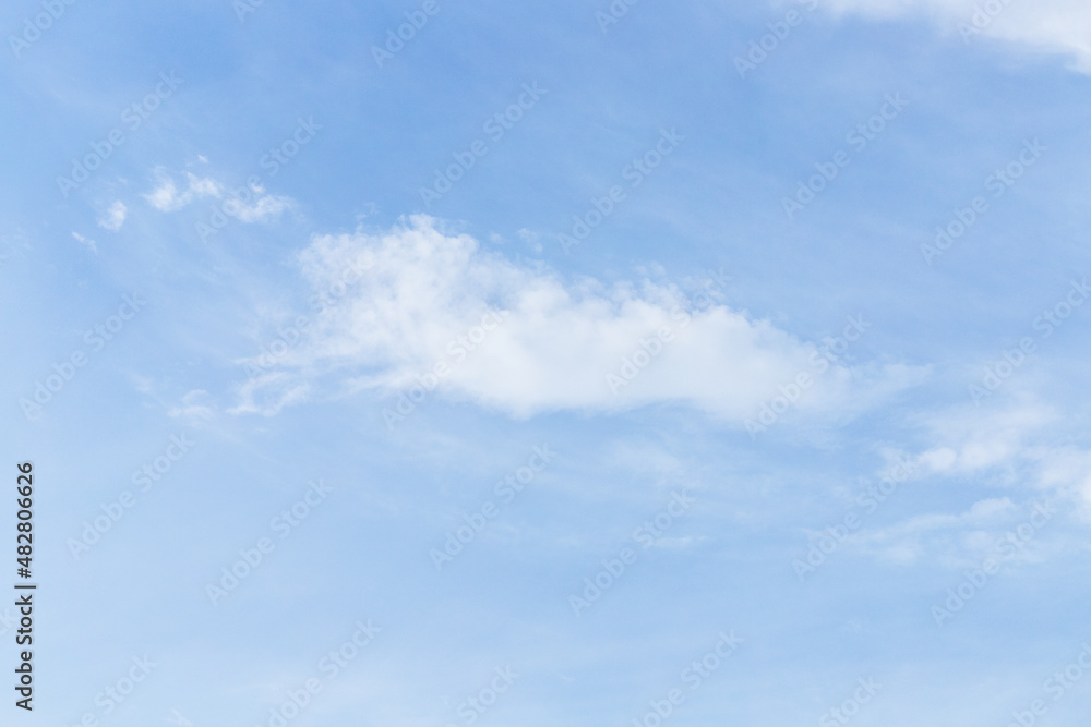 The cloud is large and airy in the blue sky