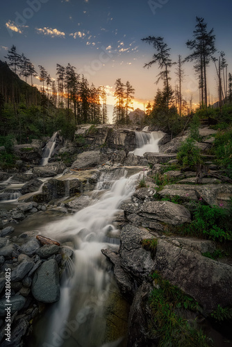 Cold Creek Falls in the evening light in summer Studenovodske vodopady