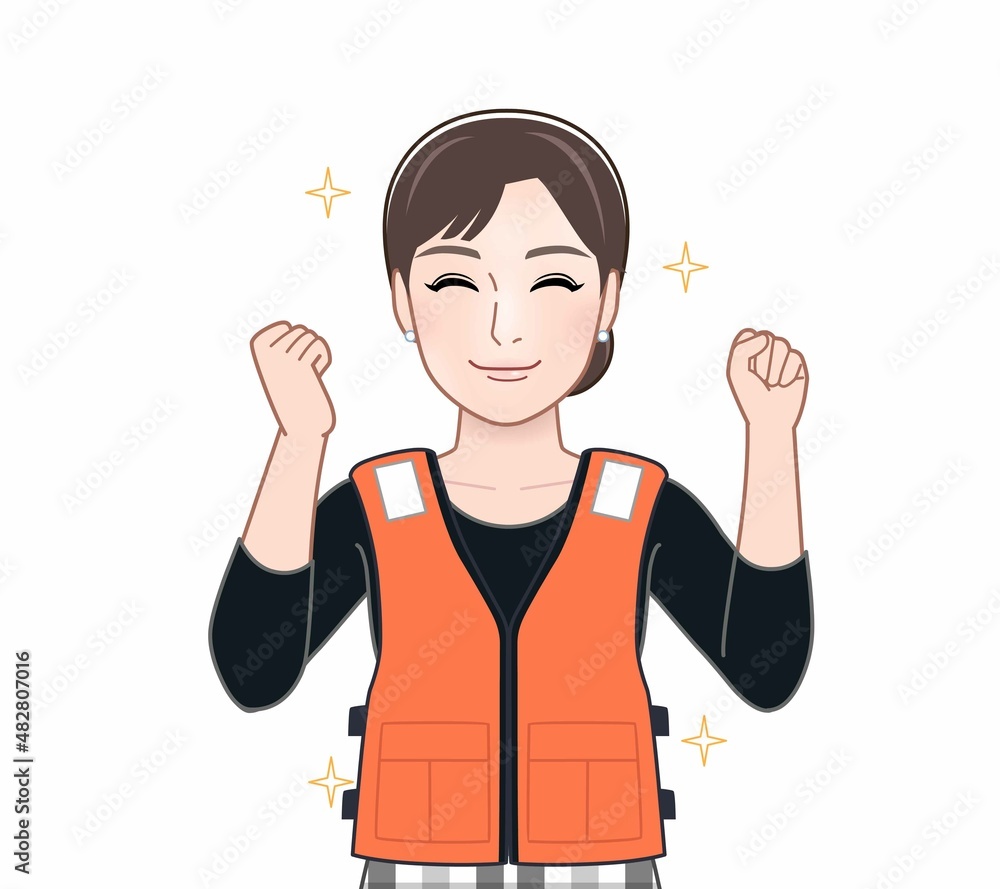 救命胴衣を着た女性 救命胴衣を着た女性