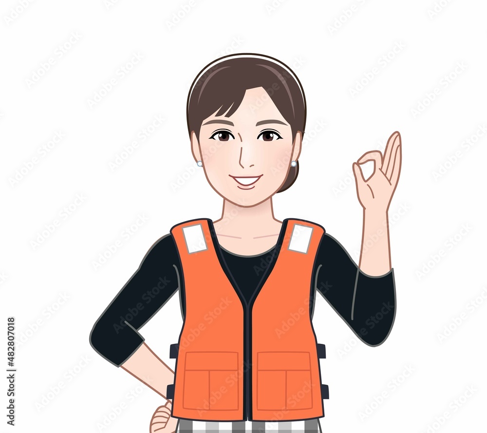 救命胴衣を着た女性 救命胴衣を着た女性