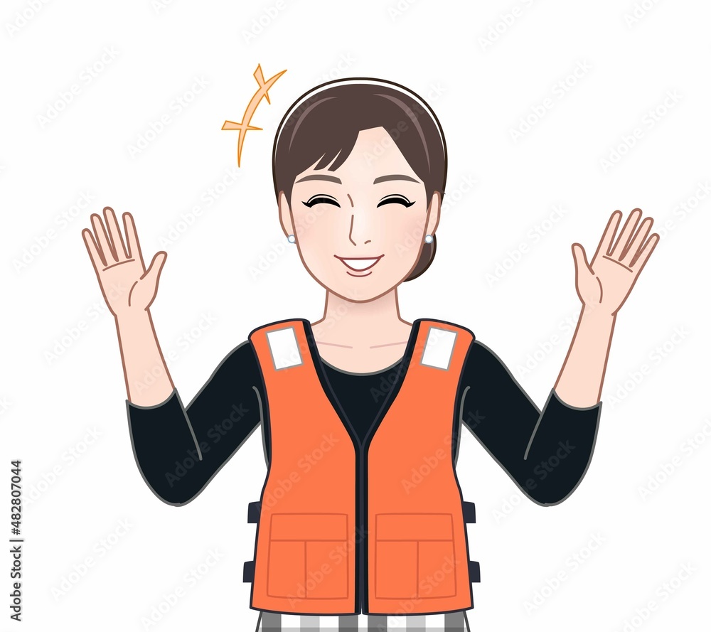 救命胴衣を着た女性 救命胴衣を着た女性