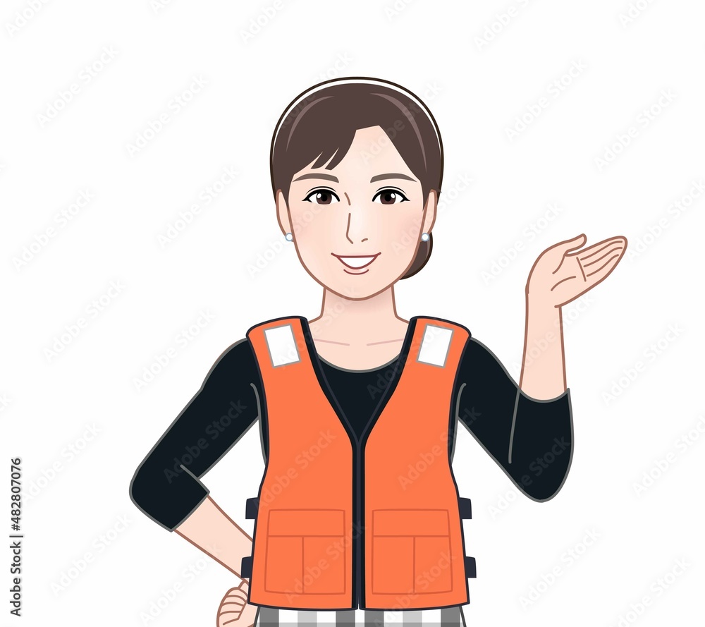 救命胴衣を着た女性 救命胴衣を着た女性
