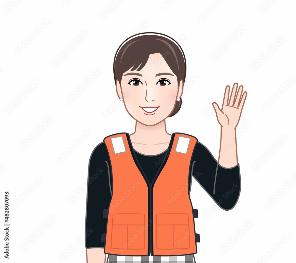 救命胴衣を着た女性 救命胴衣を着た女性