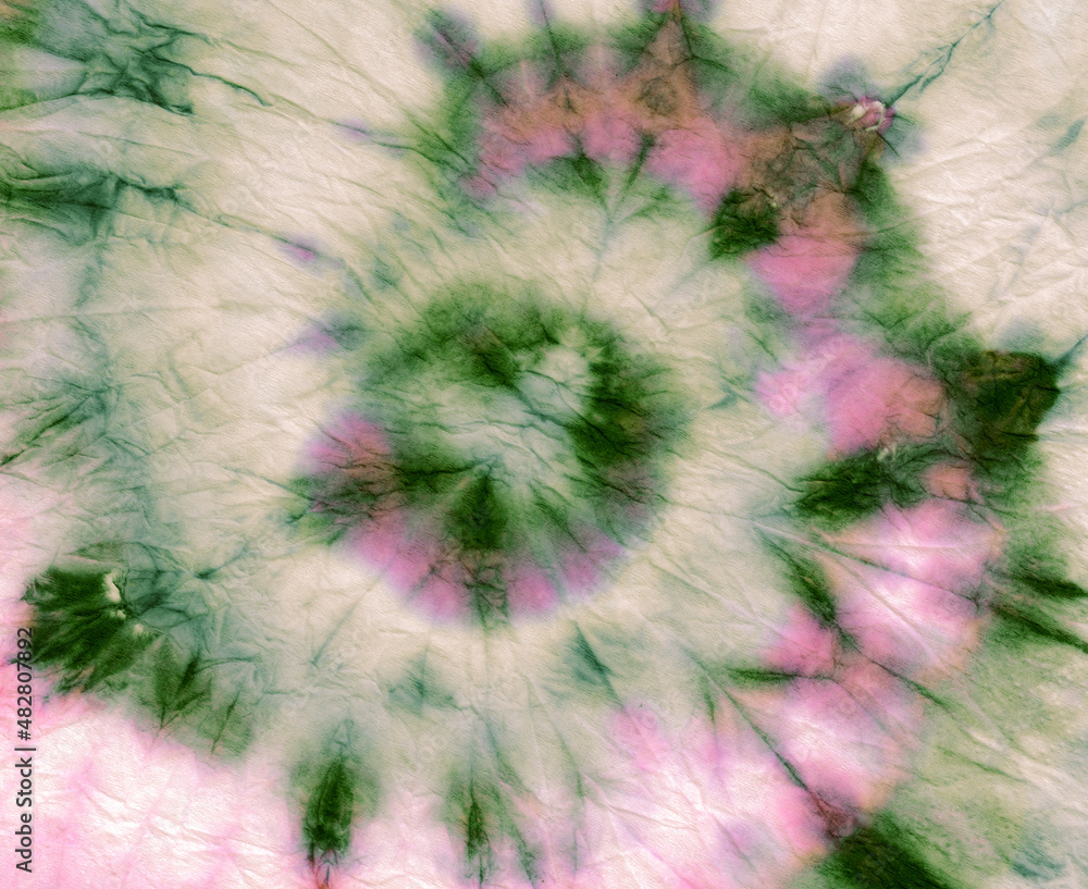 Obraz premium Fall Spiral Tie Dye. Die Round Paint. Tonal Batik