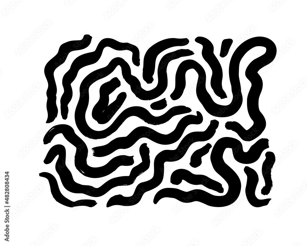 Black paint doodle brush strokes vector set. Hand drawn curved lines and wavy brushstrokes. Grunge smears collection with wavy, doodle, freehand lines. Flowing wave badge and aqua streaming shape Black paint doodle brush strokes vector set. Hand drawn curved lines and wavy brushstrokes. Grunge smears collection with wavy, doodle, freehand lines. Flowing wave badge and aqua streaming shape