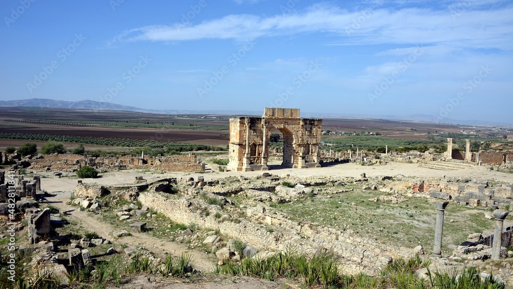 MOROCCO-Volubilis is a Roman archaeological site,Morocco's best known archaeological site and is included in the UNESCO World Heritage List.