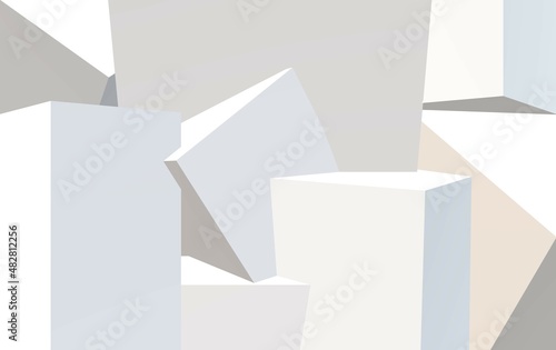 3d rendering background of cube triangle pyramid white gray shadow abstract 3d illustration