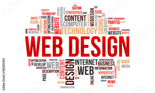 Web design word cloud template. Creative concept vector background.