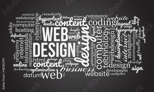 Web design word cloud template. Creative concept vector background.