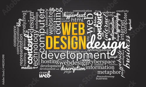 Web design word cloud template. Creative concept vector background.