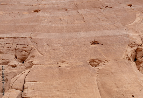 Rock carvings from the time of the Egyptian kingdom carved into the stone rock in Timna National Park near Eilat, southern Israel.