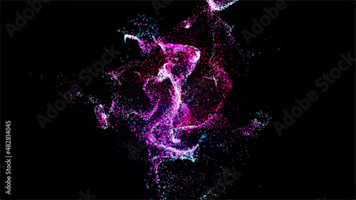 Illustration vector abstract wave motion pattern and dynamic mesh line on dark blue background.