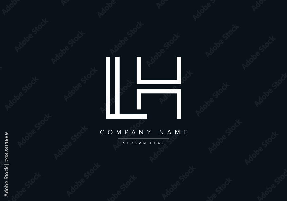 Initial letter LH HL logo, minimalist line art monogram logo, black ...