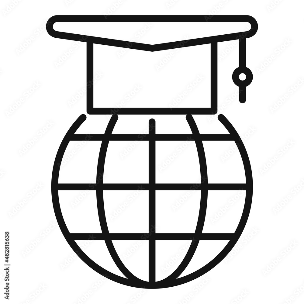 Global online study icon outline vector. School course Global online study icon outline vector. School course
