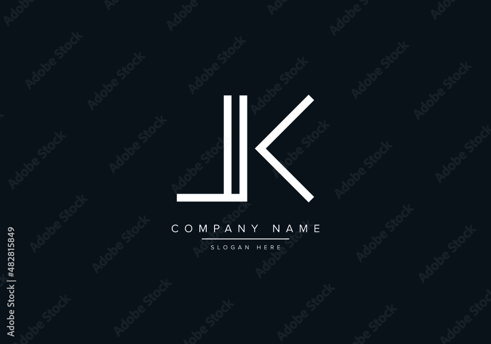 Initial letter LK KL logo, minimalist line art monogram logo, black ...