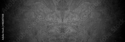 Old wall texture cement dark black gray  background abstract grey color design are light with white gradient background. © Kamjana