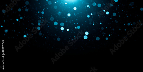 Blue Defocused Lights on black Abstract Background