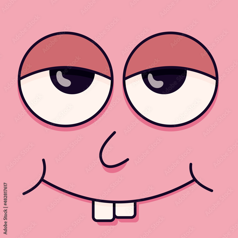A square poster with a cartoon relaxed emotion in the trending style of the 70s. Vector illustration A square poster with a cartoon relaxed emotion in the trending style of the 70s. Vector illustration