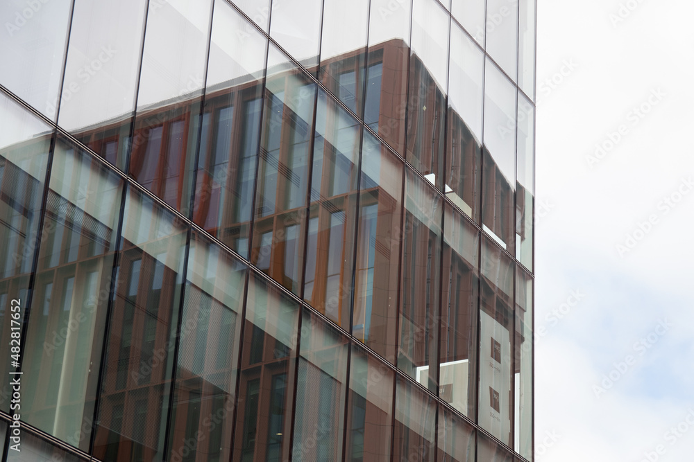 Reflections in an office building in Manchester, England Reflections in an office building in Manchester, England