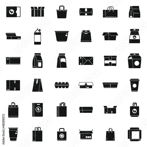 Eco packaging icons set simple vector. Eco waster